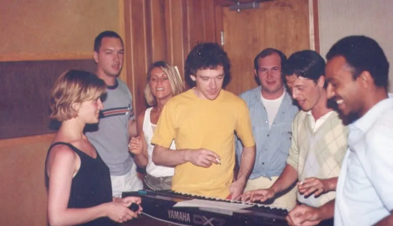 Avec Sheila et les musiciens au studio Compass Point, Nassau, 1984